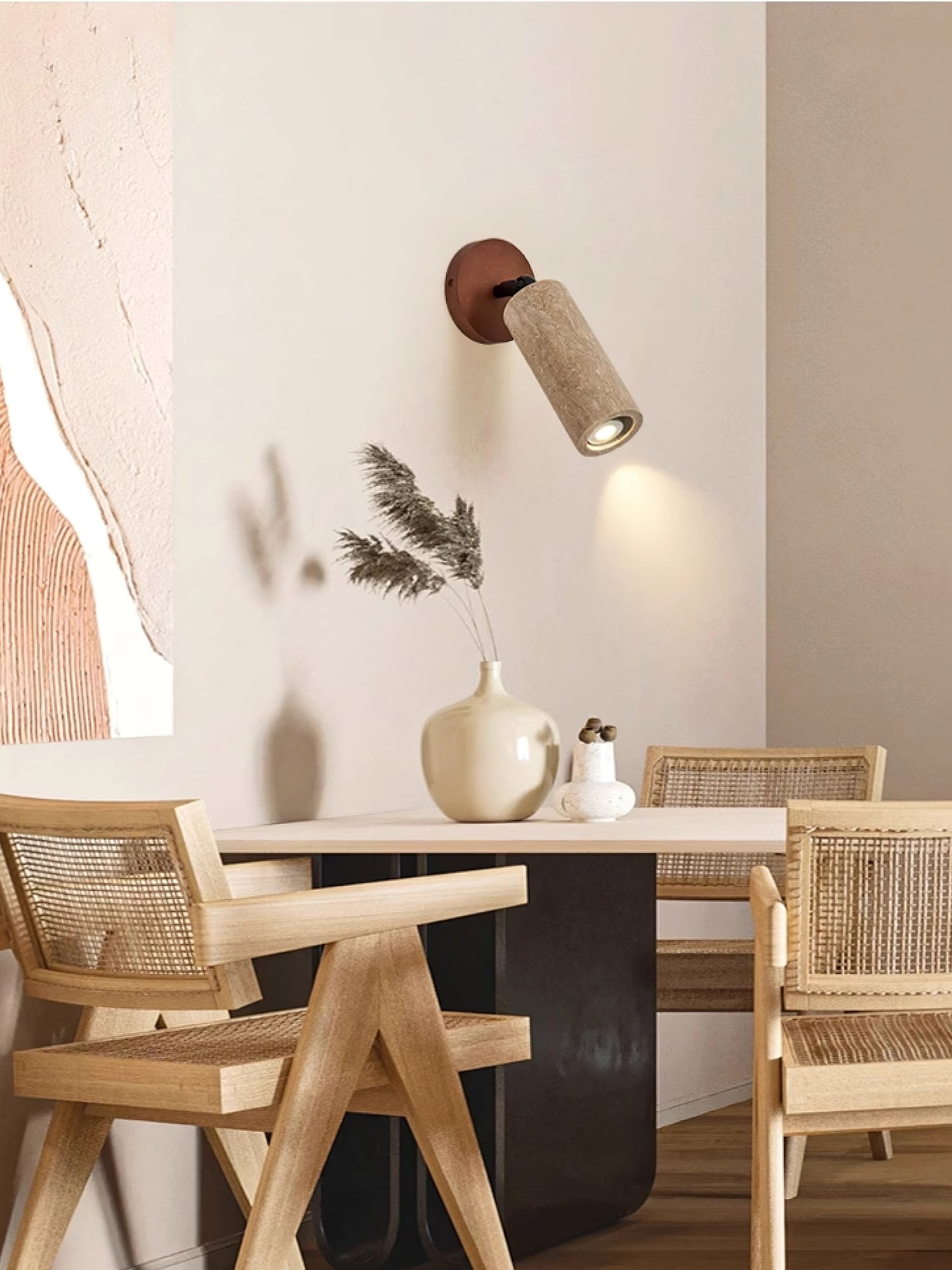 Wabi-Sabi Travertine Adjustable Wall Lamp M04