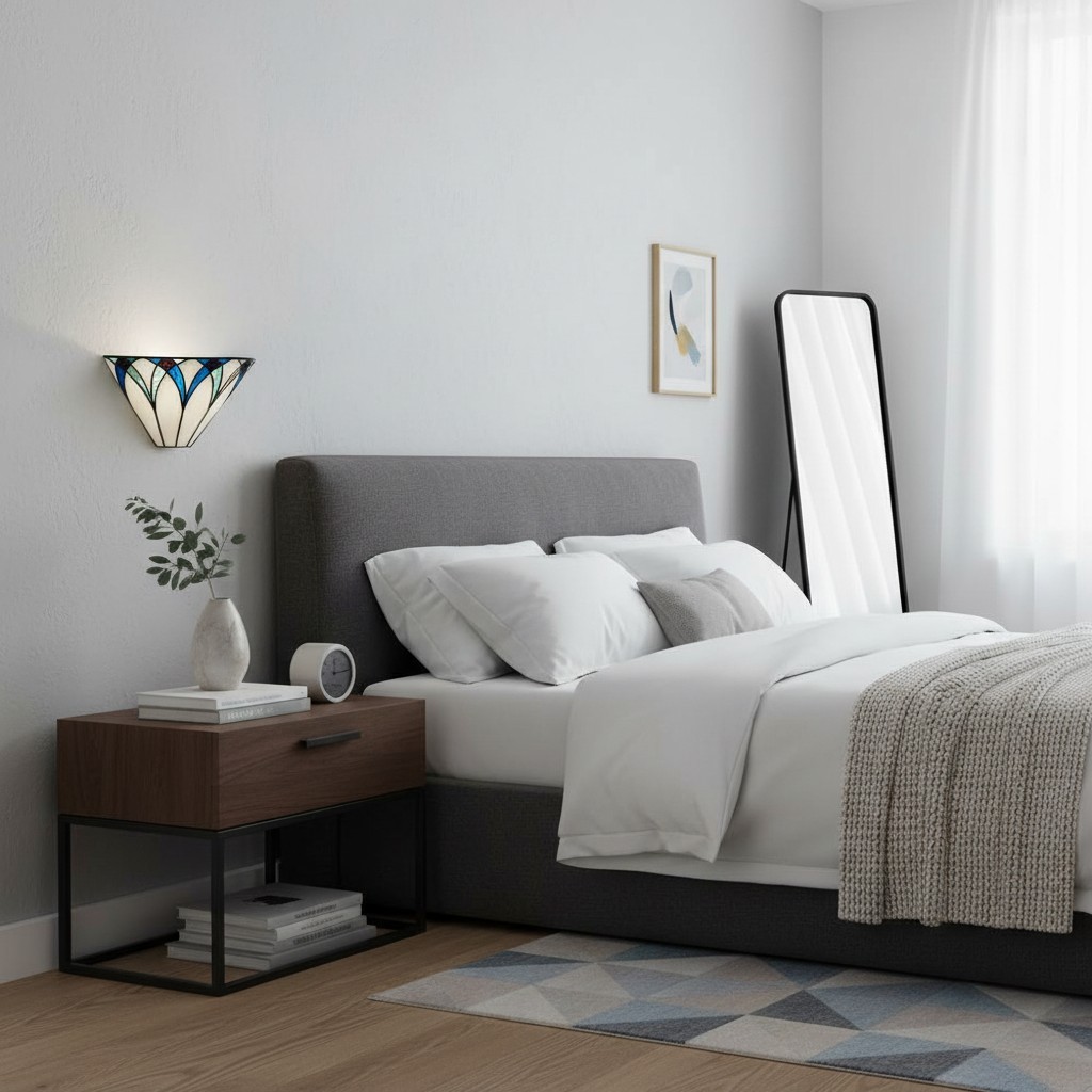 TF Allanton Stained Wall Lamp - Vintage Art Deco Style Metal for Living Rooms and Hallways T640