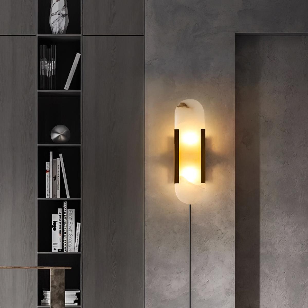 Alabaster Elongated Plug In Wall Lamp M237