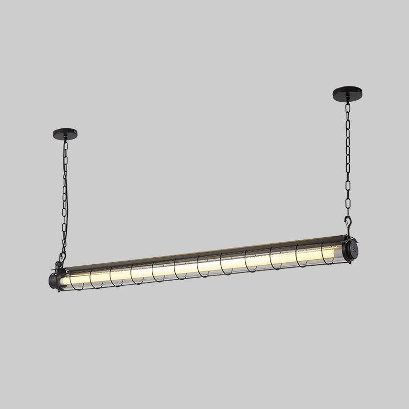 Glass Linearity Chandelier Artisan Clear Cast Iron Metal Sleek Sparkling T020