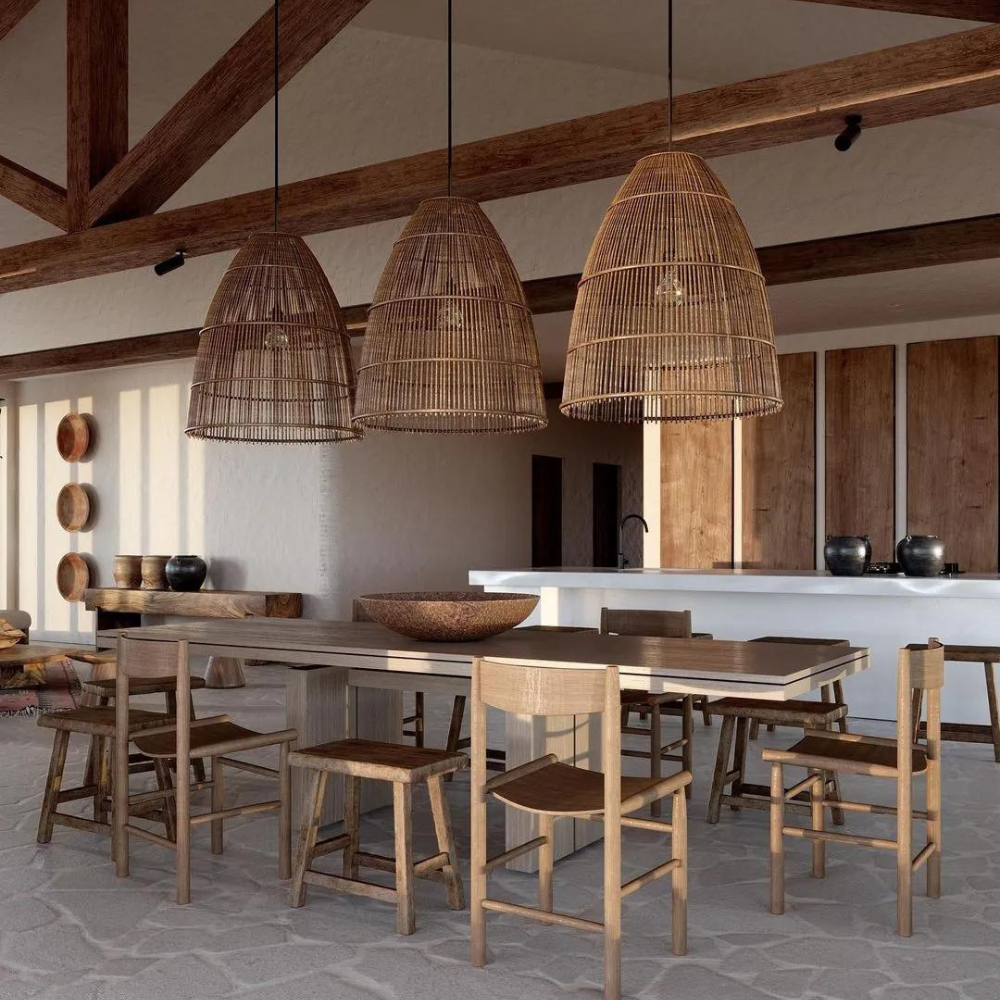Runa Boho Rattan Pendant Light D831