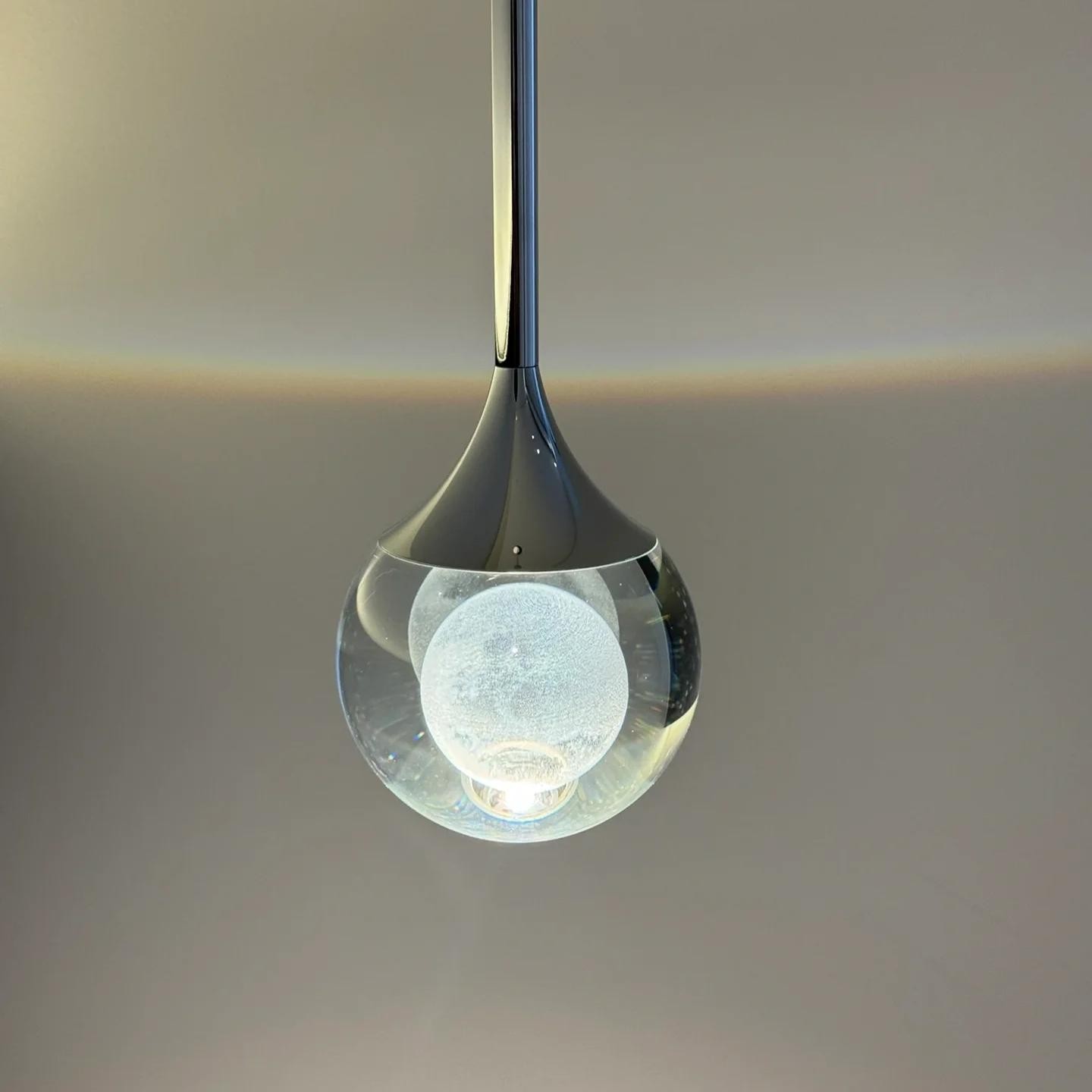 Moon Round Clear Glass Pendant Light S182