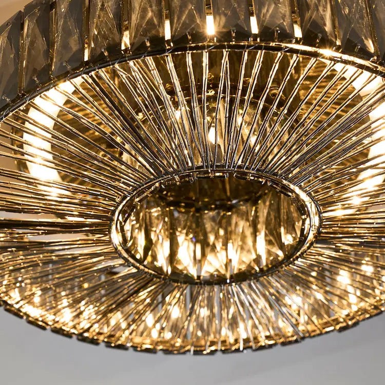 Glomar Glass Round Flush Ceiling Light - Modern Metal Glass Finish Living Areas T542