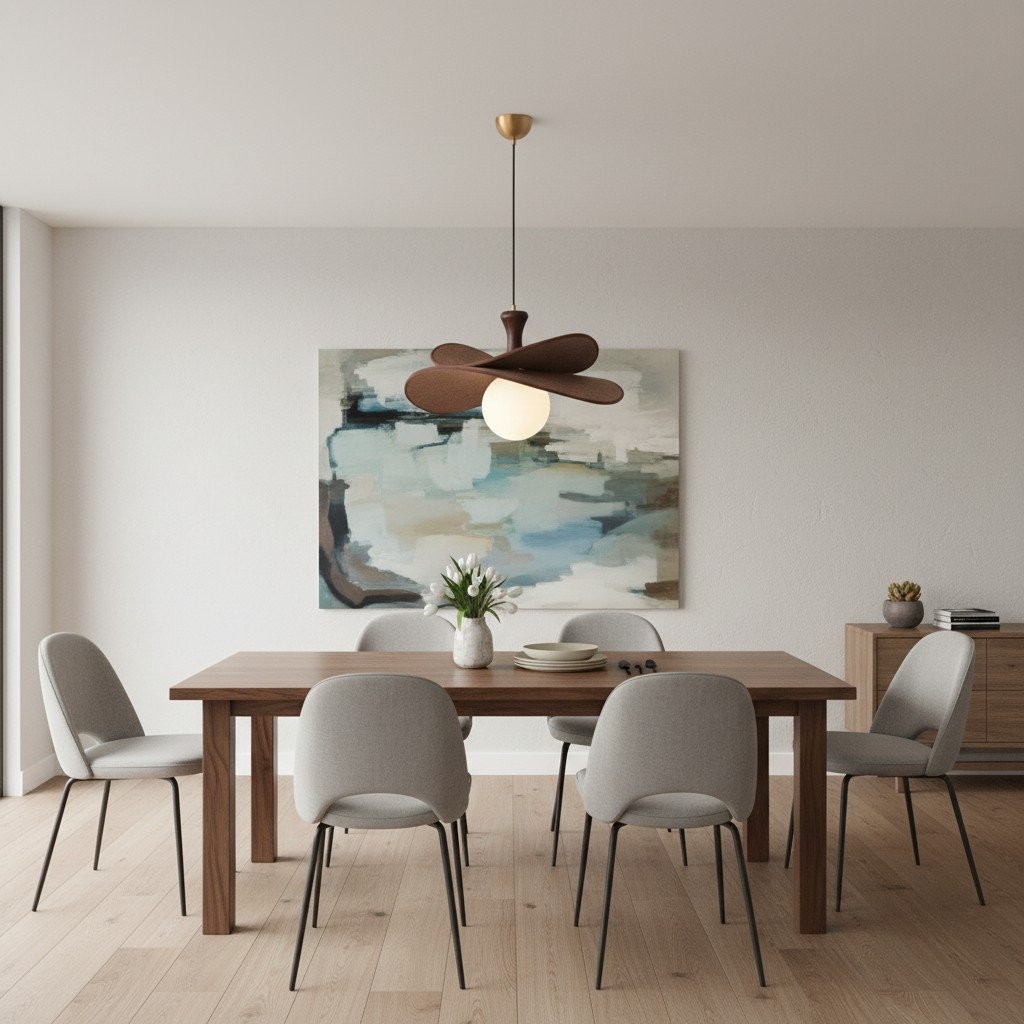 Orrise Blooming Petal Chandelier - Modern Metal and Wood for Living Rooms and Dining Rooms T529