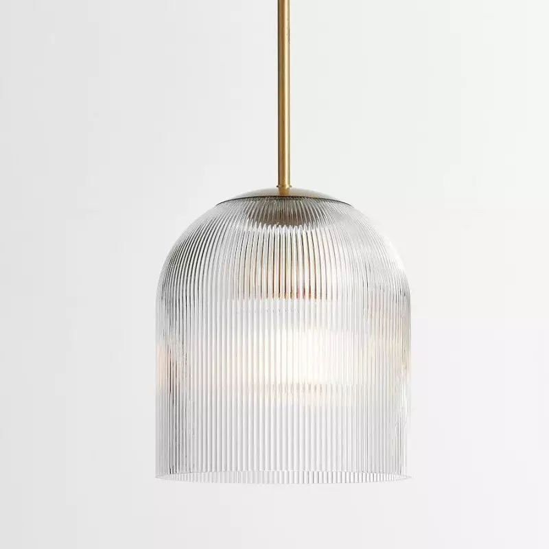 Alain Farmhouse Cooper Ribbed Glass Pendant Light G83