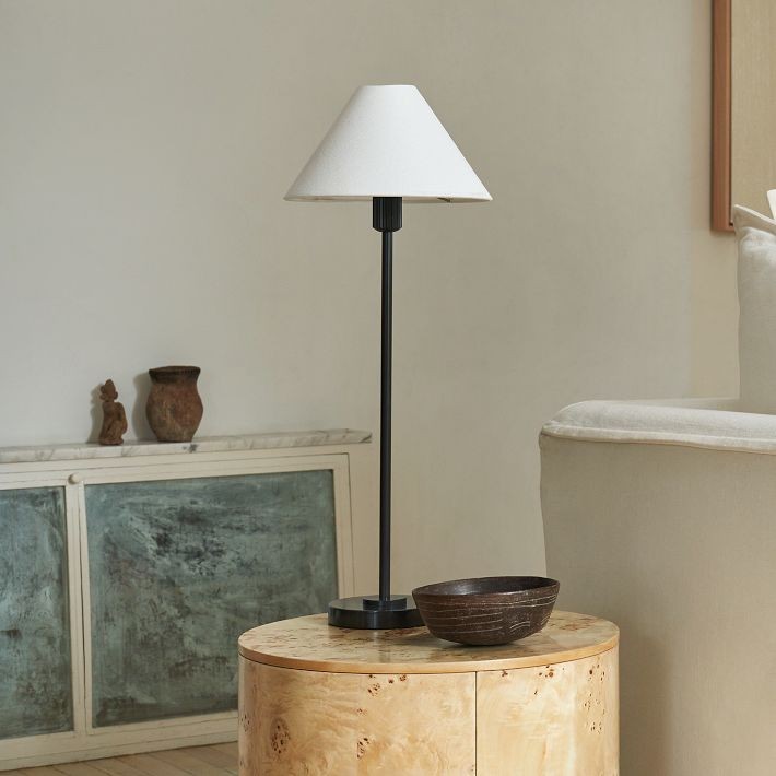 Diora Table & Floor Lamps - Linen Shade Modern Linear Style Sophisticated Accent T039