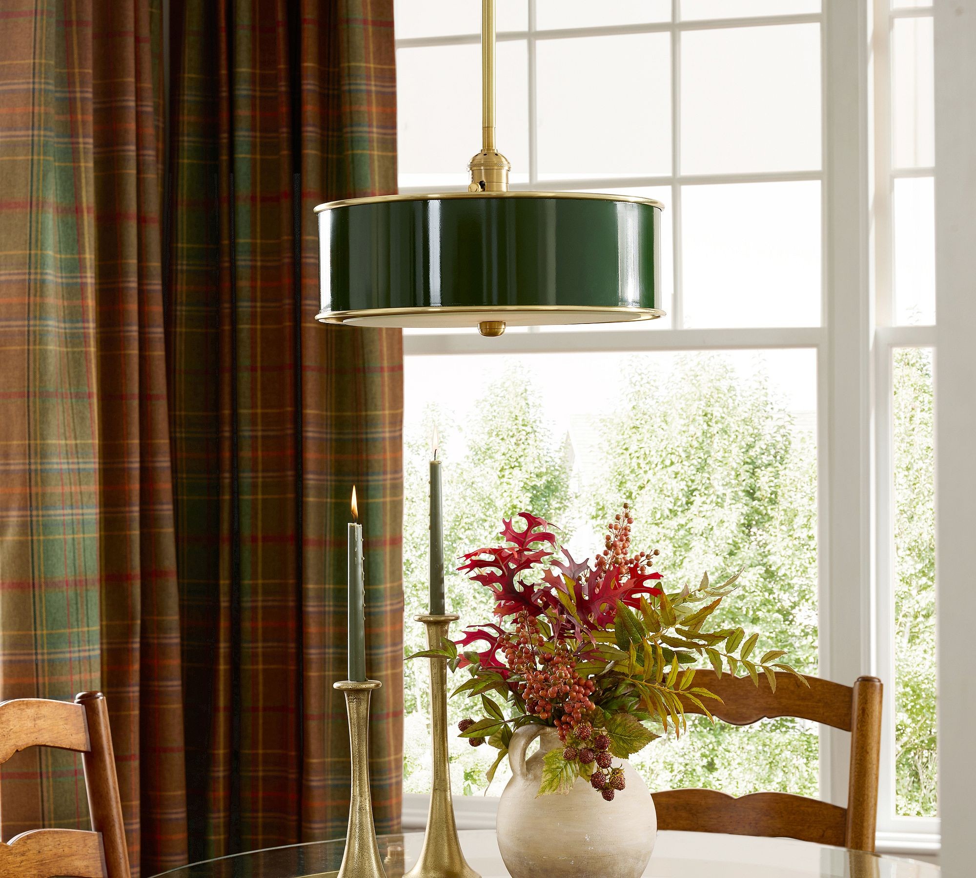 Forvara Metal Drum Pendant Light - Farmhouse Style Kitchen Island Lighting T146