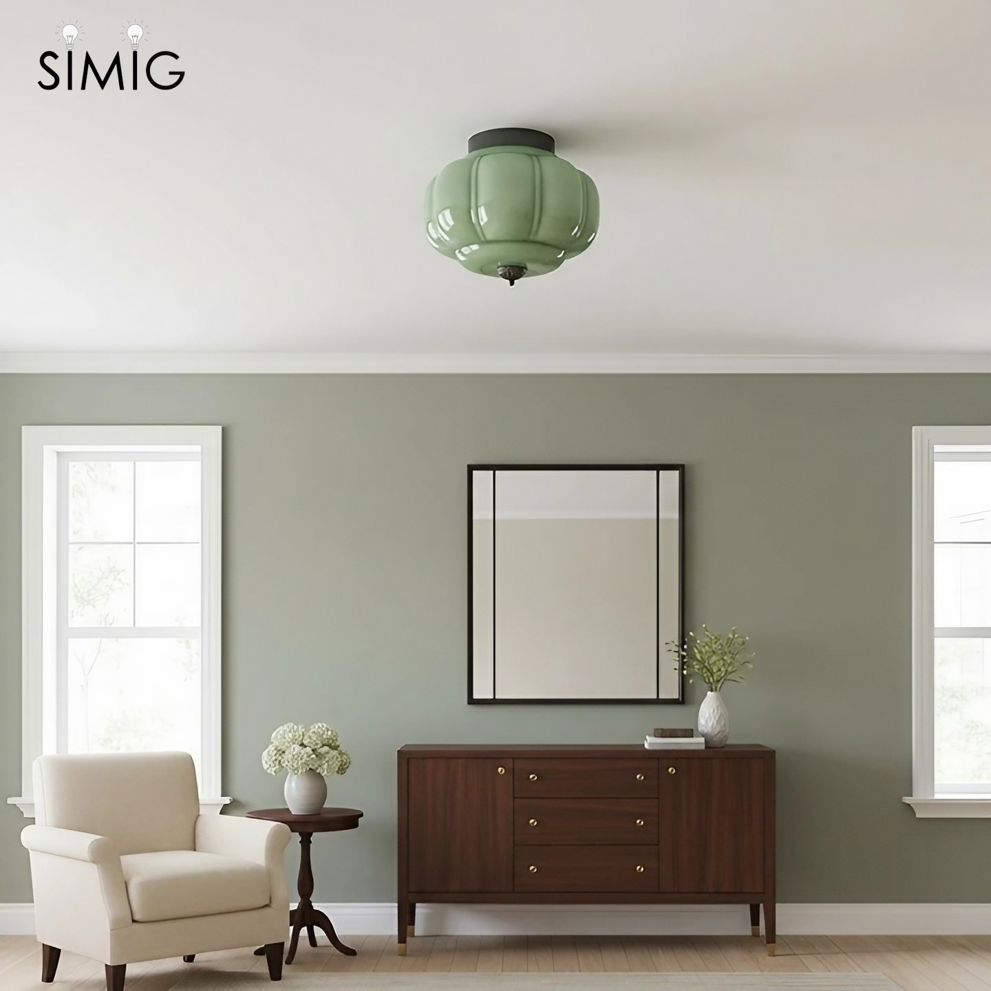 Eloise Retro Milk Glass Semi Flush Mount Ceiling Light G55