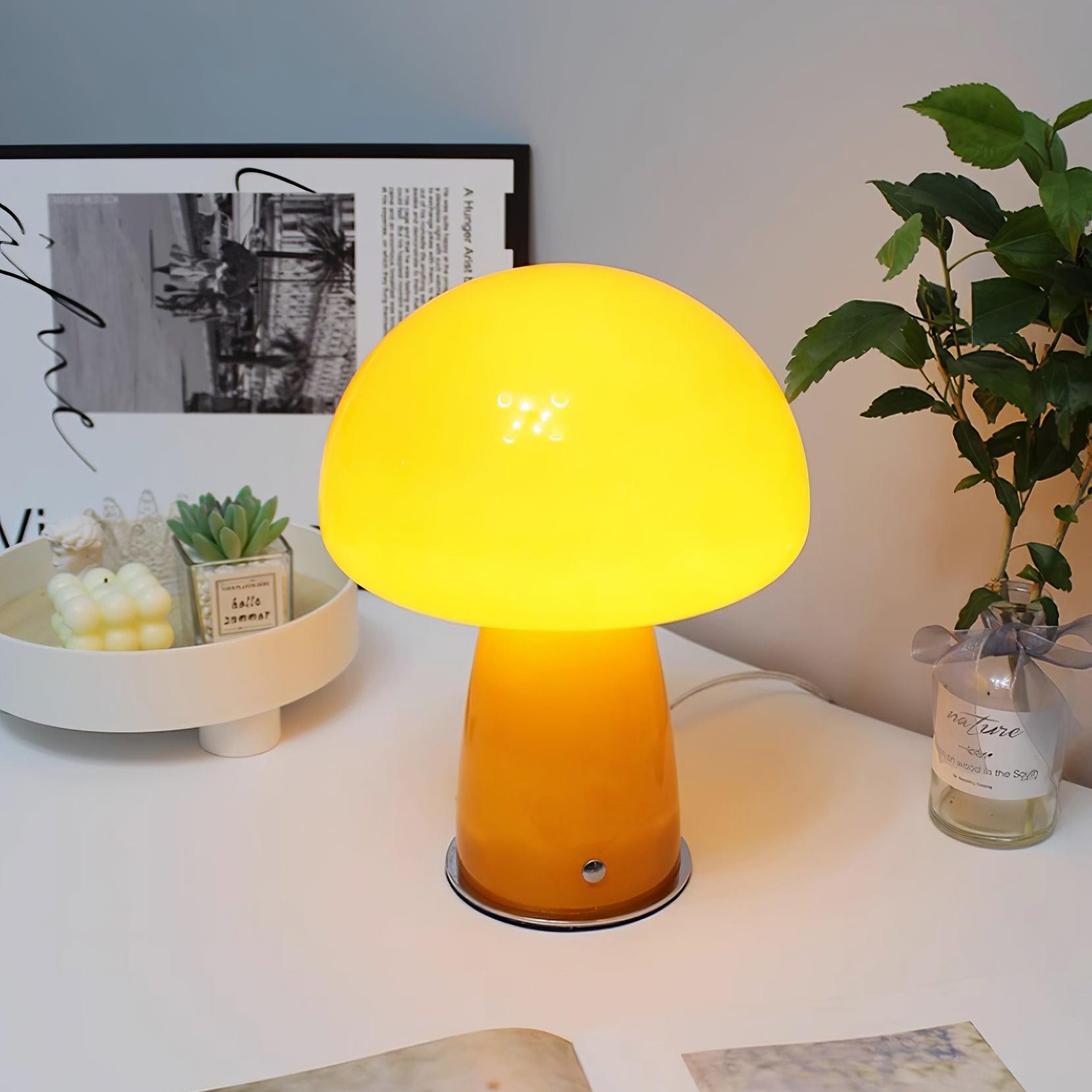 Vintage Bauhaus Glass Mushroom Table Lamp S79