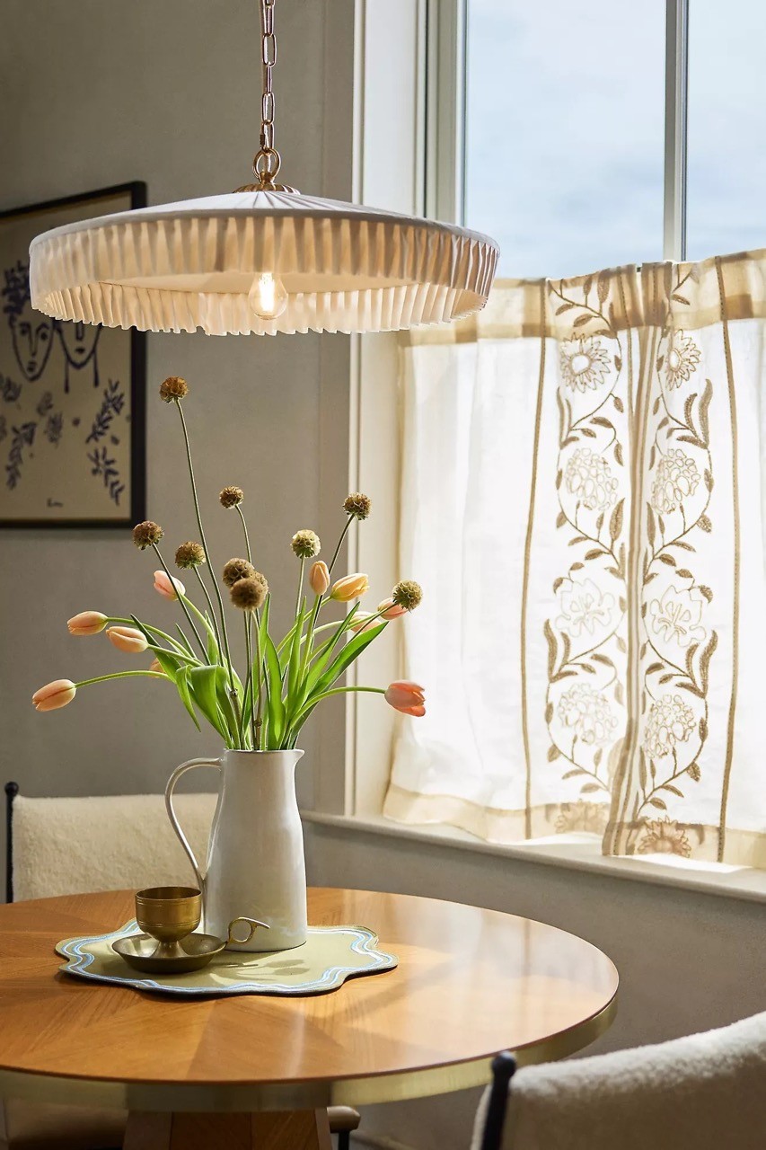 Elumina Silk Pleated Pendant Light - Classic Hanging Ceiling Fixture T083