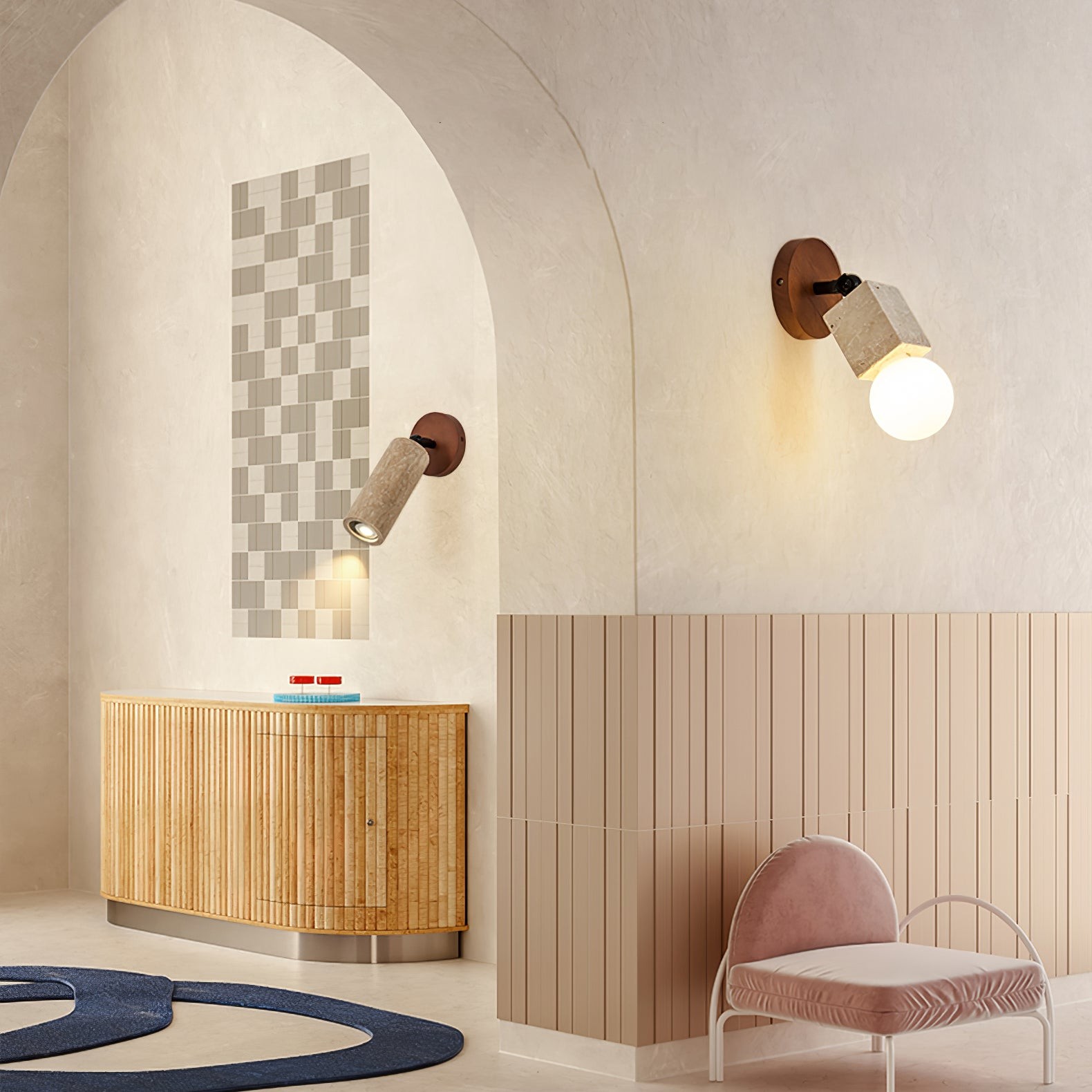 Wabi-Sabi Travertine Adjustable Wall Lamp M04