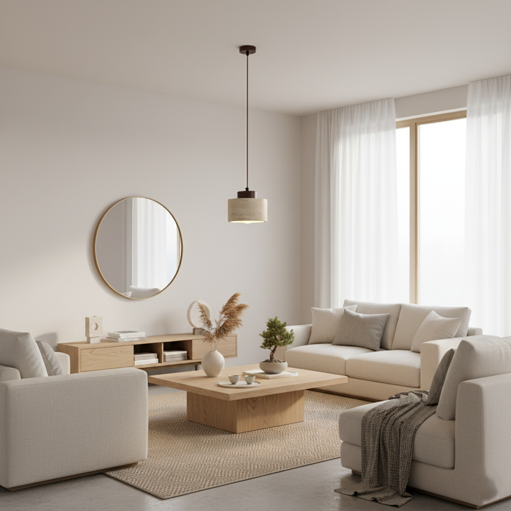 Nordic Travertine Clear Minimalist Pendant Light D914