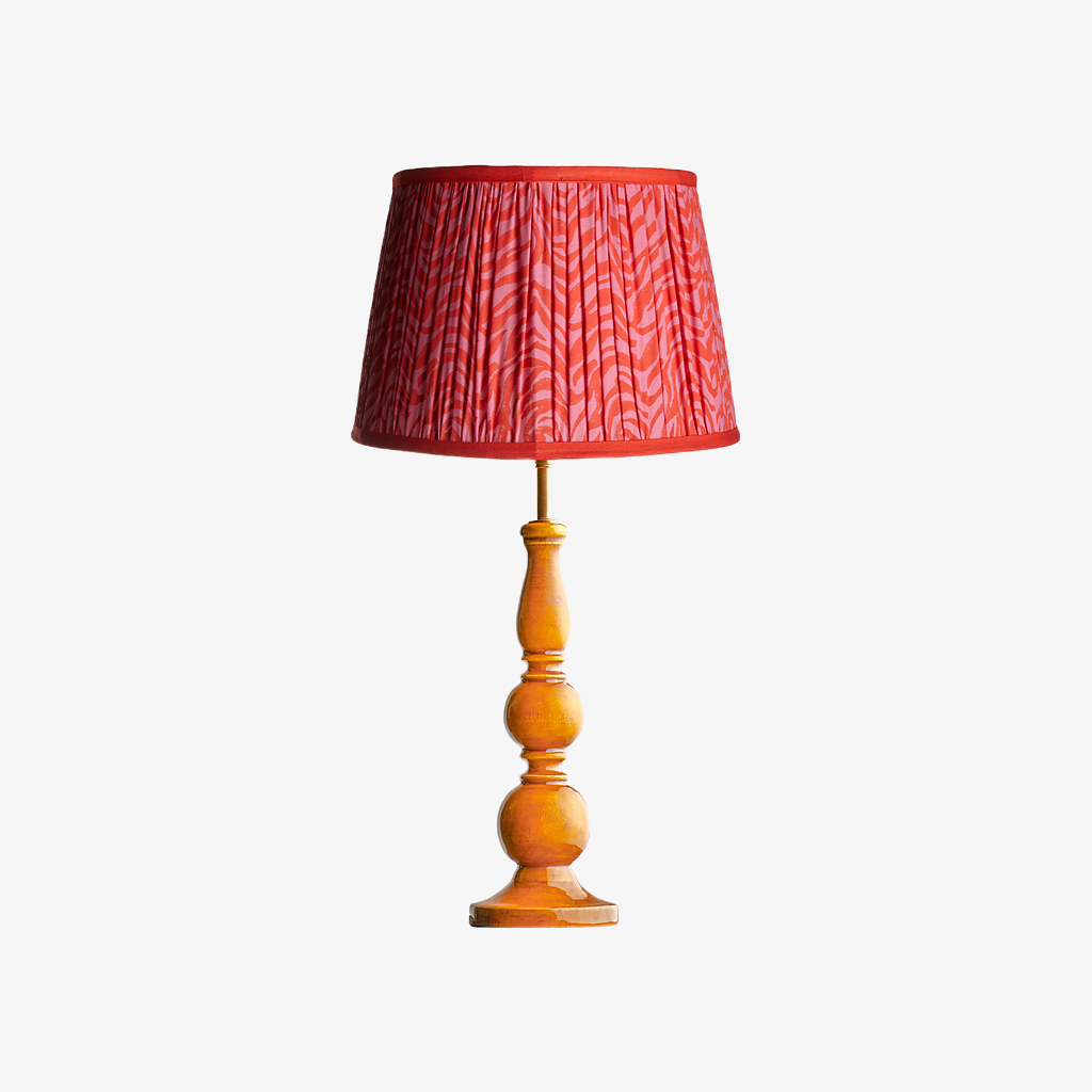 Grainora Table Lamp with Wooden Grain Base - Fabric Lampshade for Living Rooms T568
