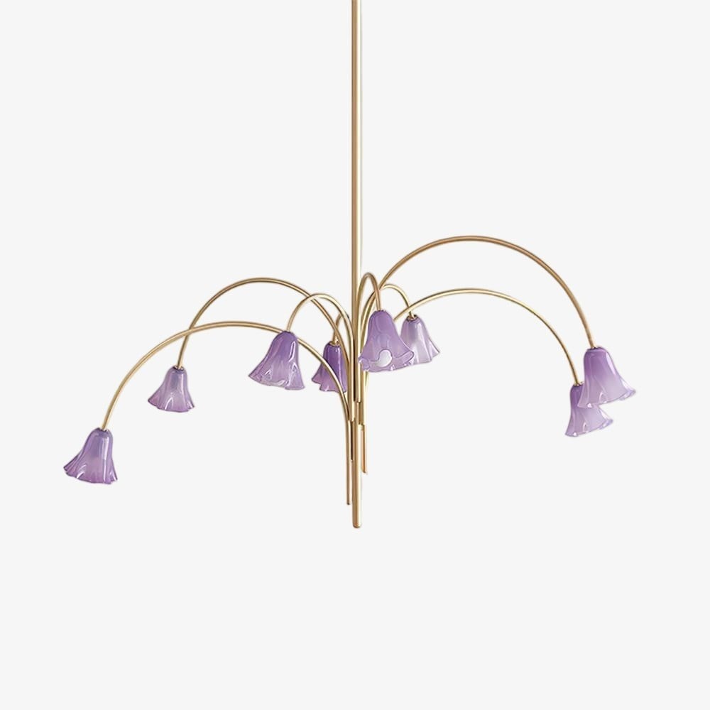 Bellina Modern Romantic Chandelier - Botanical Lily Design with Glass Flowers T280