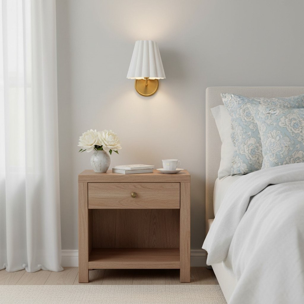 Ruffmeto Fabric Wall Sconce - Featuring Pleated Detailing on a Sculptural Metal Frame for Study T474