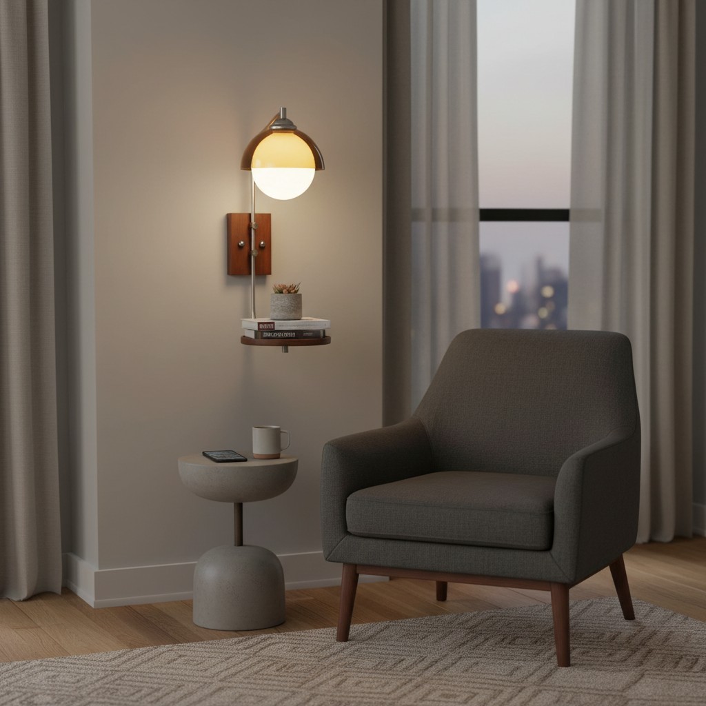 Afterglow Modern Sunset Wall Lamp - Dual Glass Shade Design with Wood-Texture Base T588