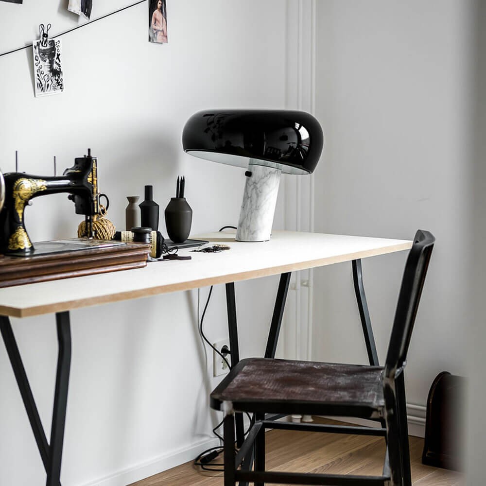 Modern Scandinavian Curved Marble Table Lamp