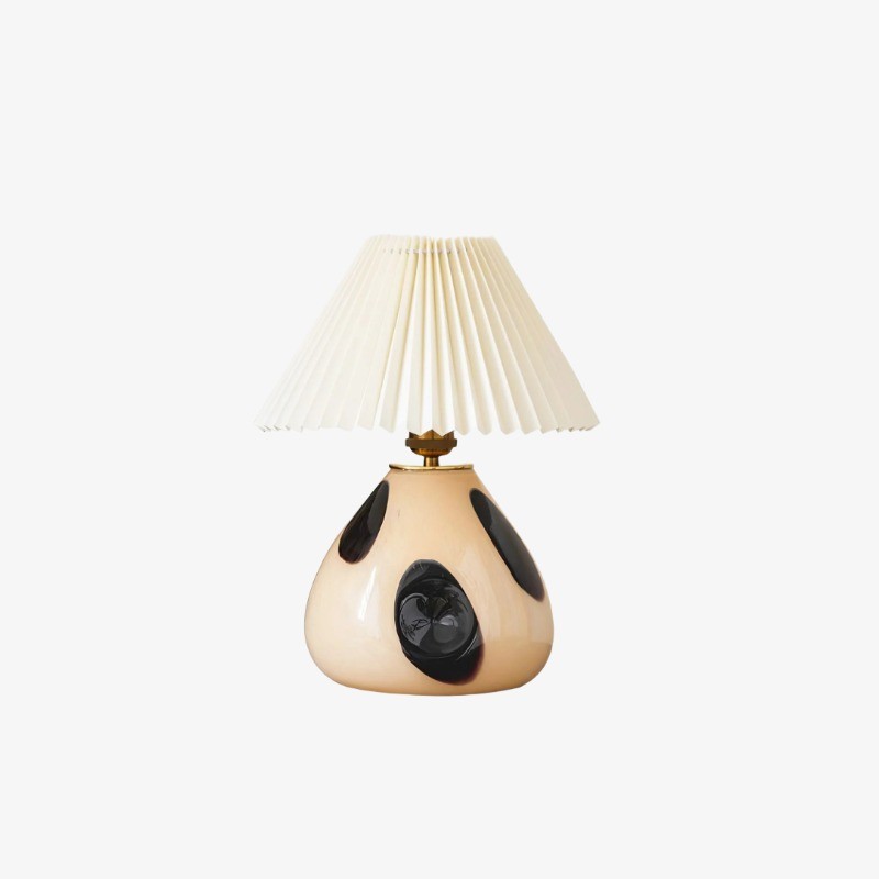 Undara Table Lamp - Pleated Fabric Shade Glass-Base Decorative Lamp for Living Room T591