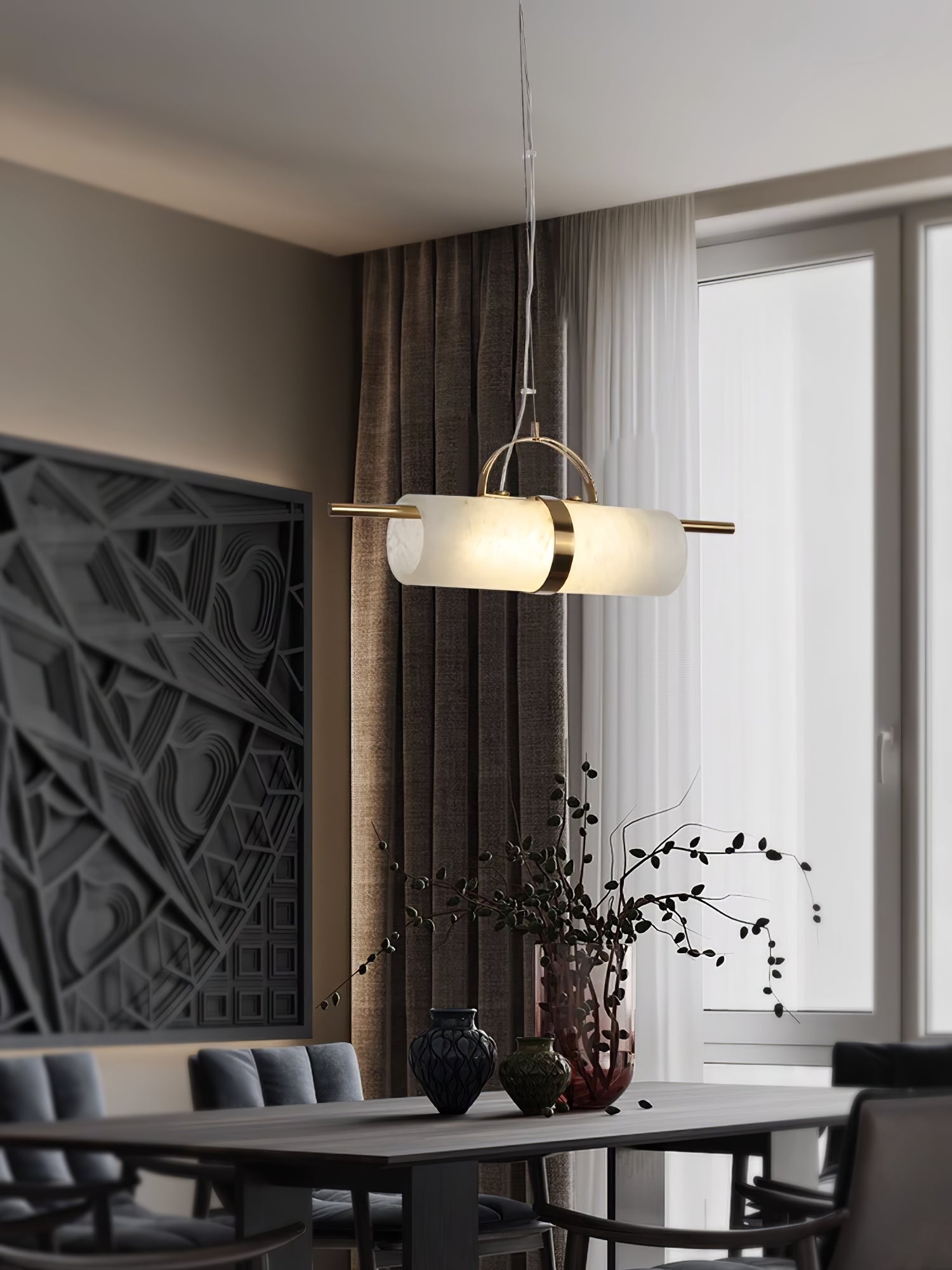 Mini Cylindrical Alabaster Pendant Light D421