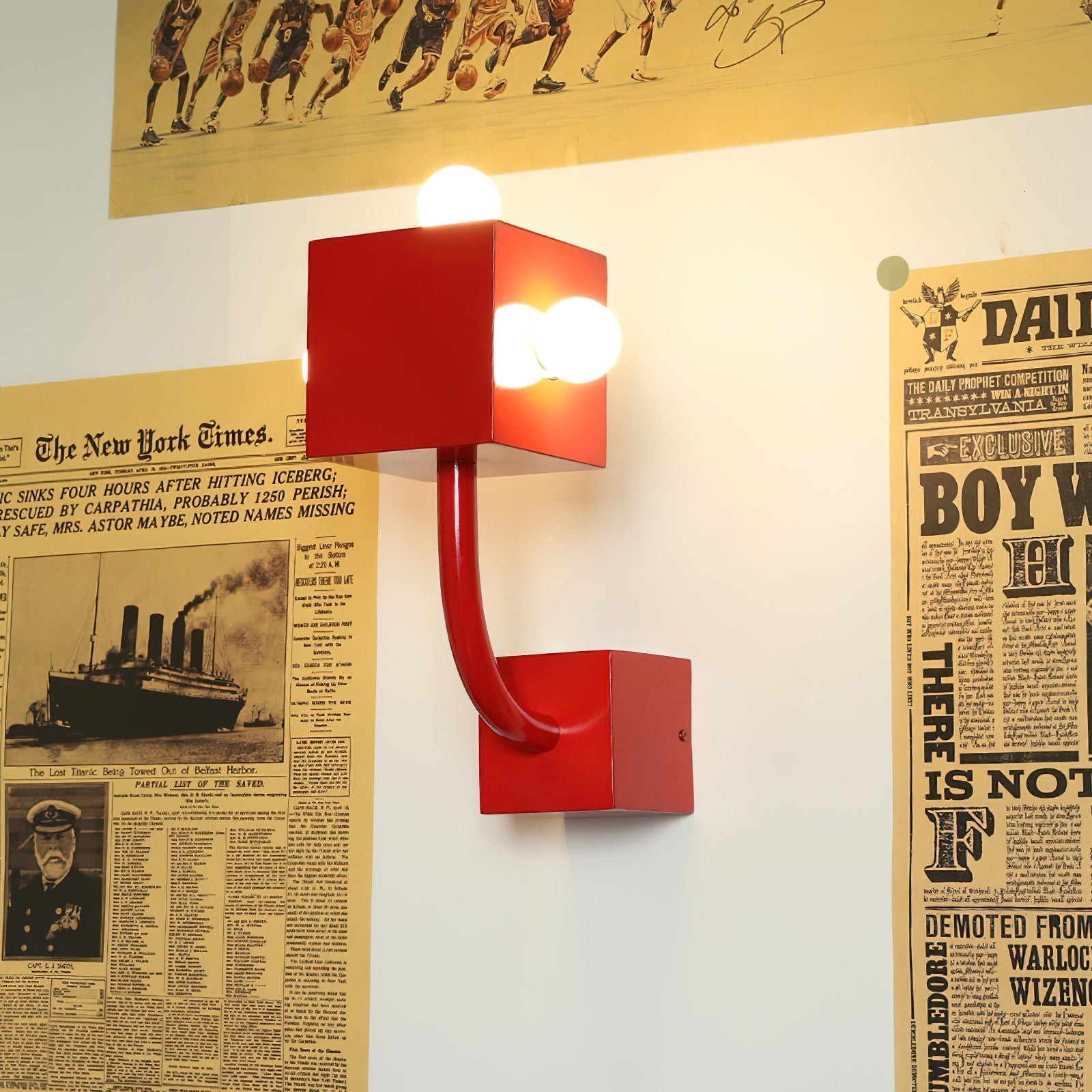 Red Cube Metal Wall Lamp M338