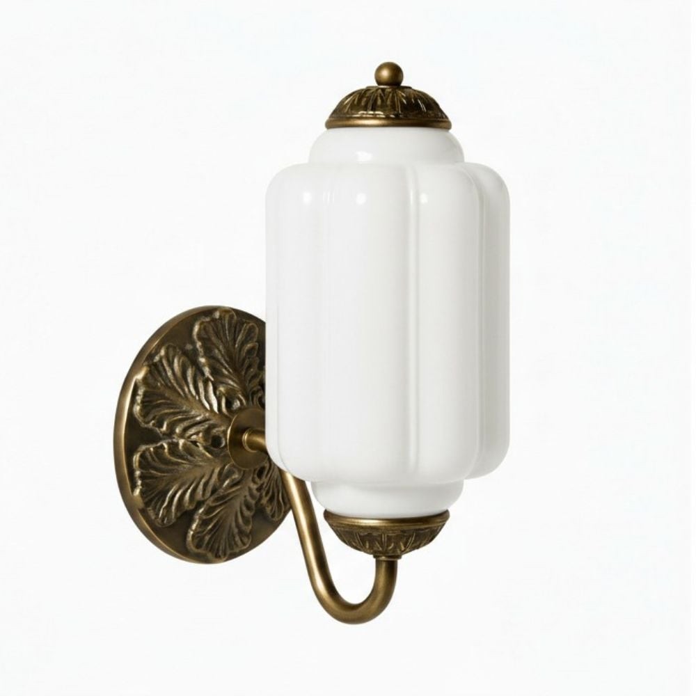 Eloise Brass Wall Sconce – Elegant Milk Glass Vintage Lighting T290