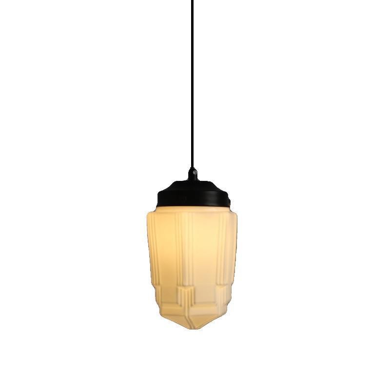 Modern White Milk Glass Geometric Jar Pendant Lamp S167
