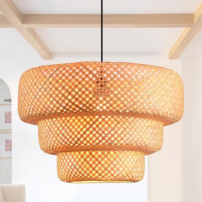 Boho Bamboo Pendant Light Fixture D897