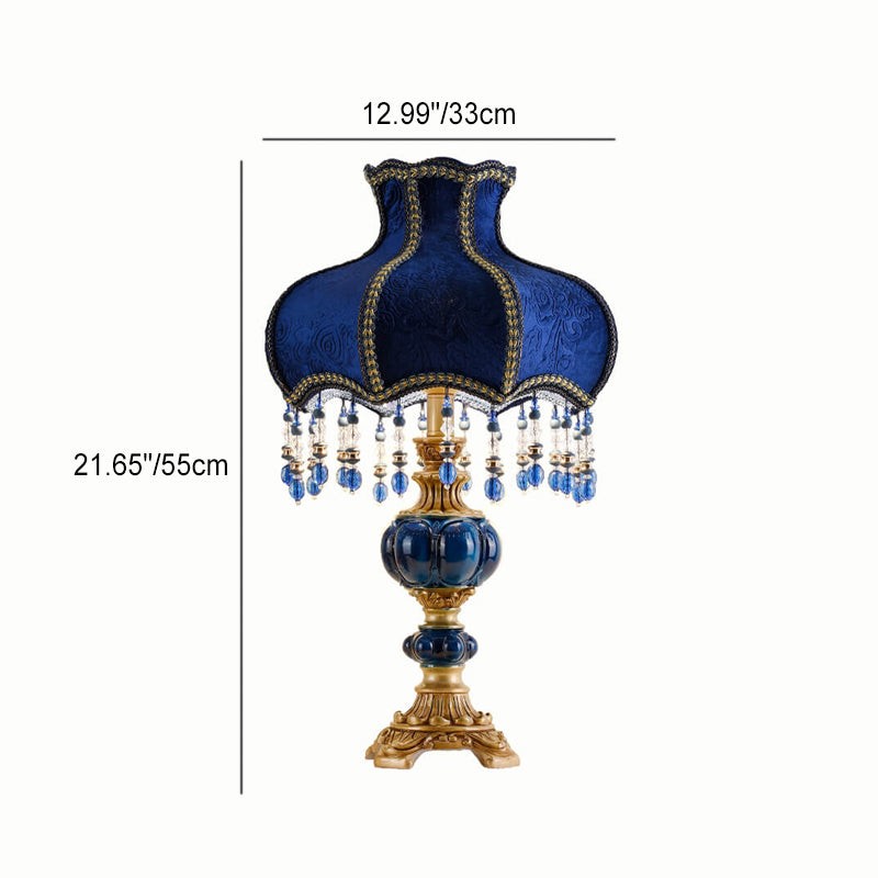 Palace Decoration Design Dark Blue Fabric Table Lamp M14
