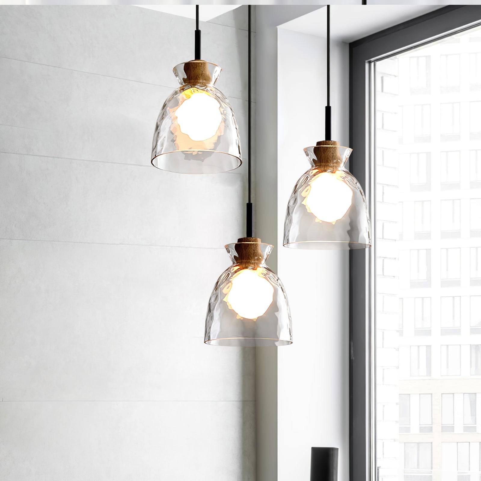 Modern Water Ripple Transparent Glass Pendant Lamp M116