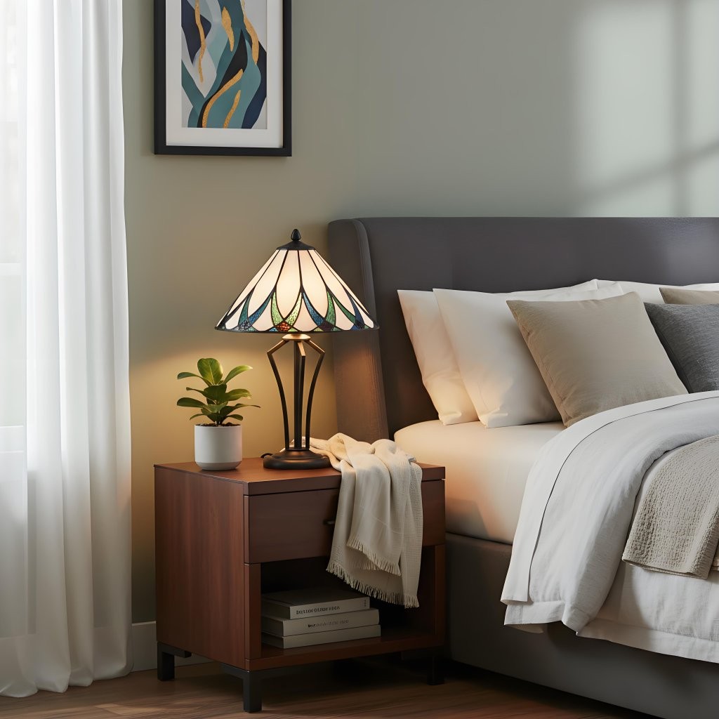 TF Allanton Water Ripple Glass Table Lamp - Classic Style for Living Room, Bedroom or Study T641