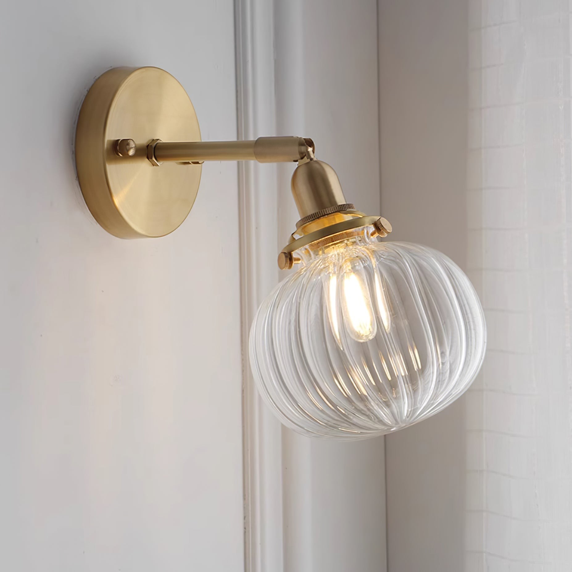Japanese Style Vintage Brass Glass Wall Lamp M333