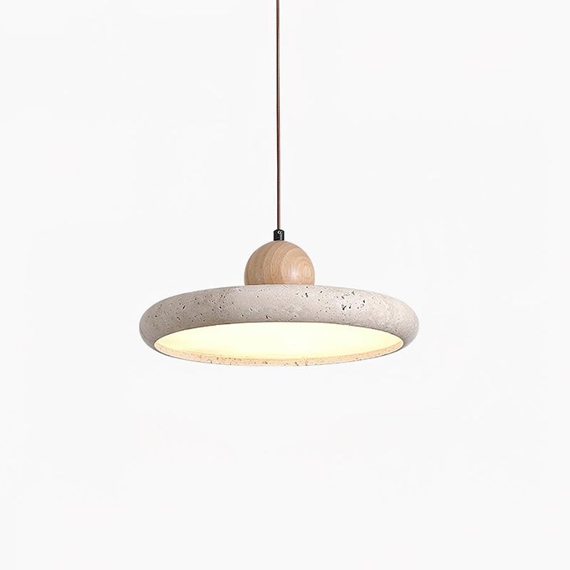 Modern Minimalist Wood Travertine Disc Pendant Light M241