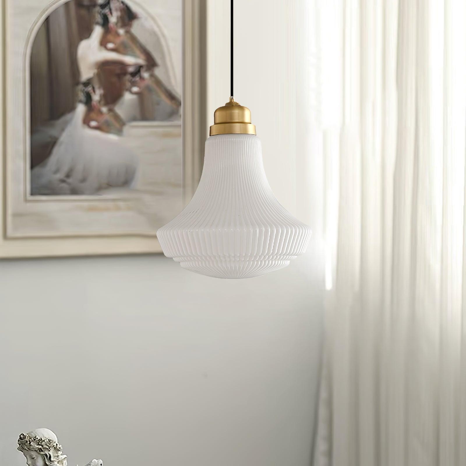 Classical Brass Alabaster Glass Pendant Lamp M424
