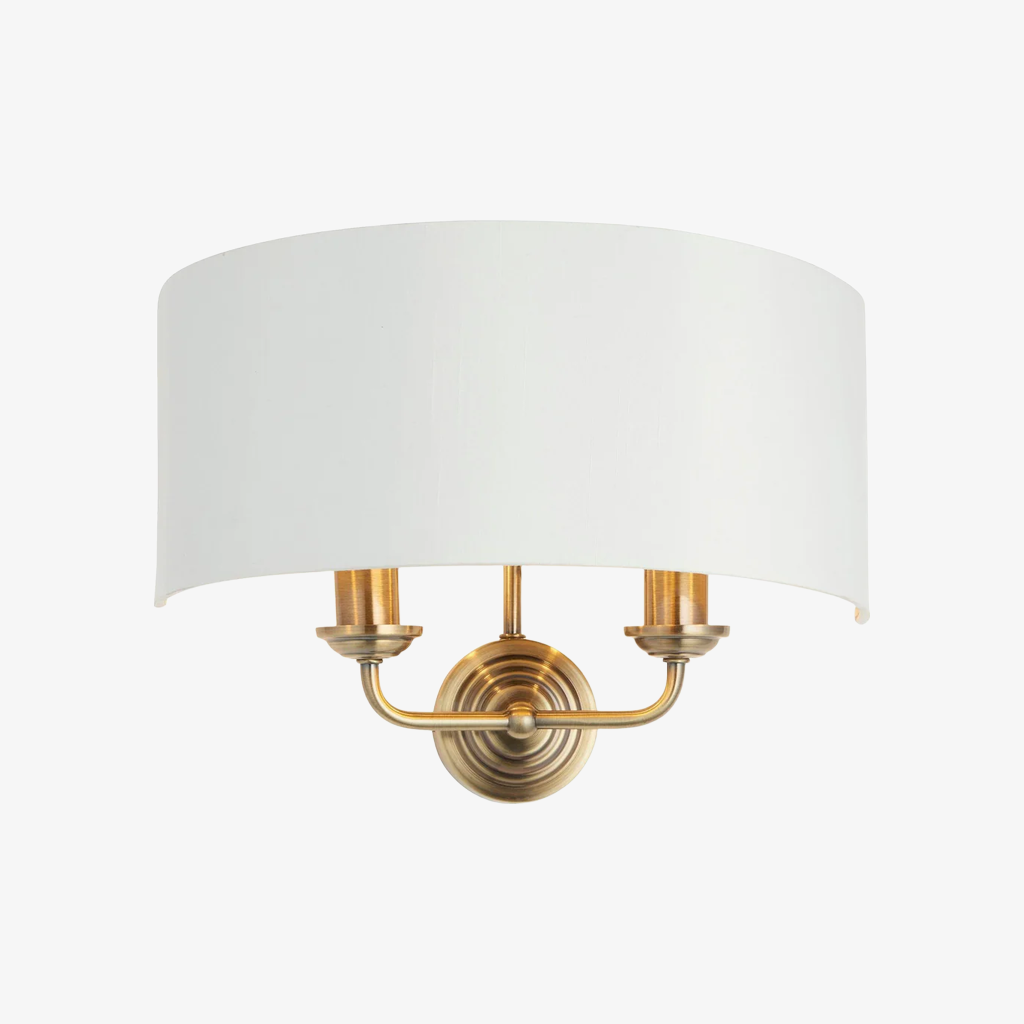 Tela Classic Wall Sconce with Fabric Shade - Elegant Metal Finish Wall Light for Living Room or Bedroom T654