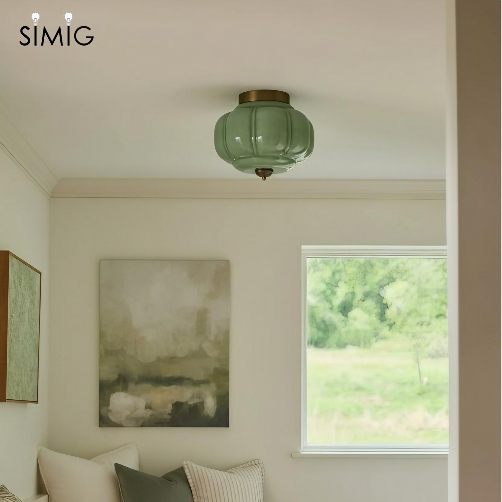 Eloise Retro Milk Glass Semi Flush Mount Ceiling Light G55
