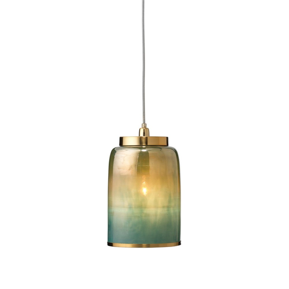 Helvo Green and Gold Hanging Pendant - Stylish Glass Lamp for Interiors T111