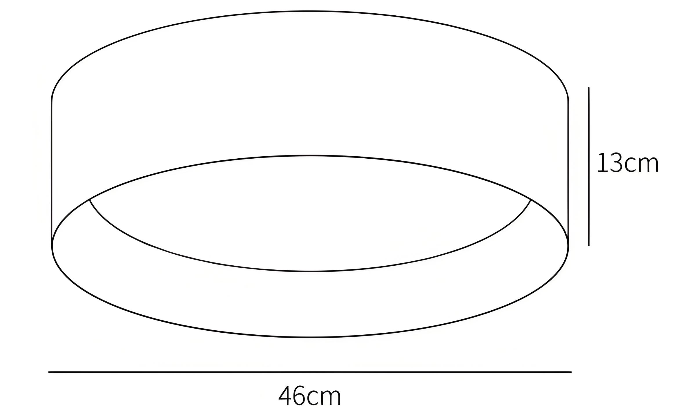 Schemat wymiarowy przedstawiający średnicę 46 cm i wysokość 13 cm