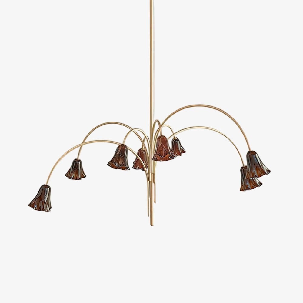 Bellina Modern Romantic Chandelier - Botanical Lily Design with Glass Flowers T280