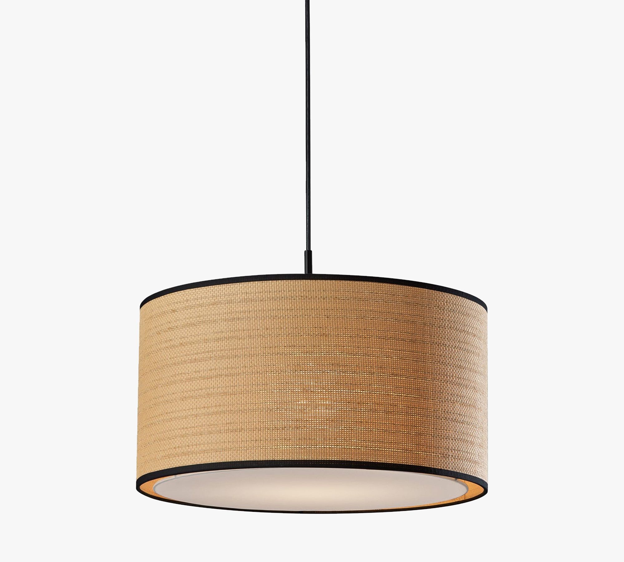 Dumora Fabric Drum Shade Pendant Light - Linen Design Hanging Light T274
