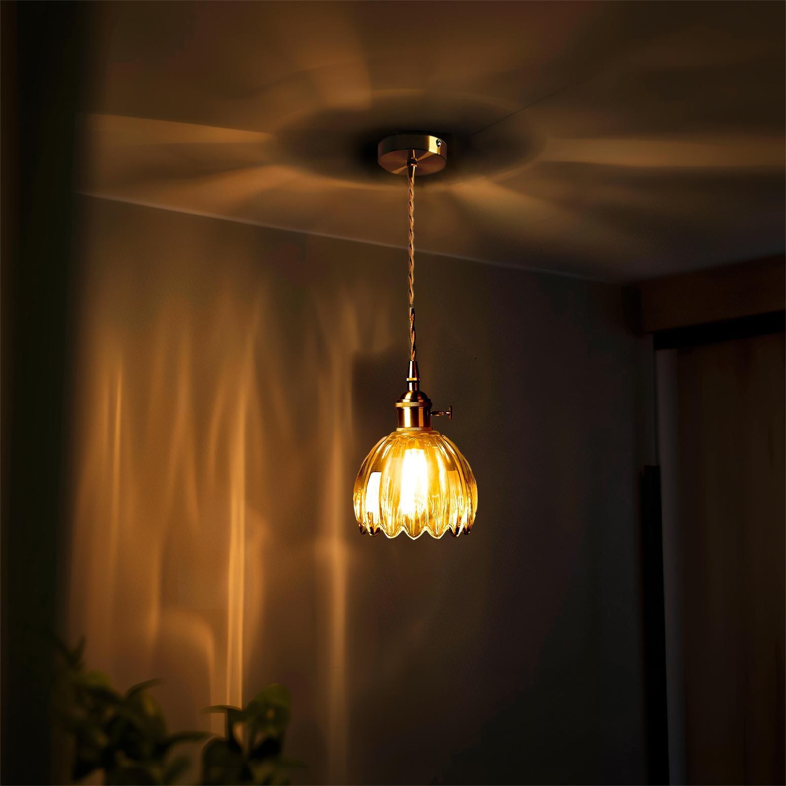 Japanese Retro Glass Flower Pendant Light S28