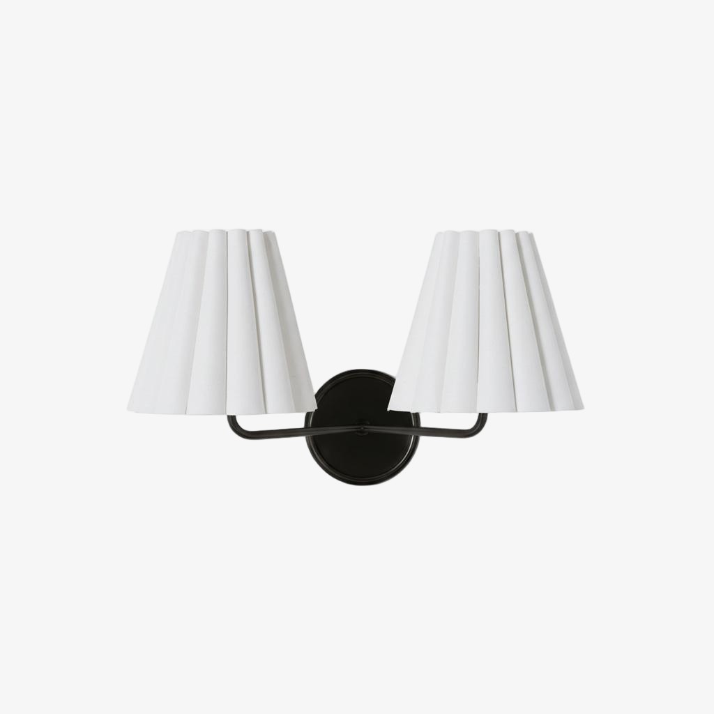 Ruffmeto Fabric Wall Sconce - Featuring Pleated Detailing on a Sculptural Metal Frame for Study T474