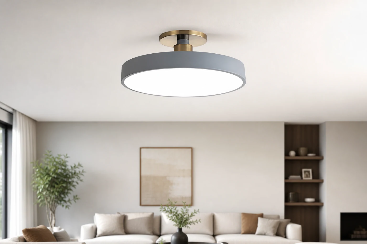 Lampa sufitowa Ceilivon z szerokim dyfuzorem we współczesnej scenerii pomieszczenia