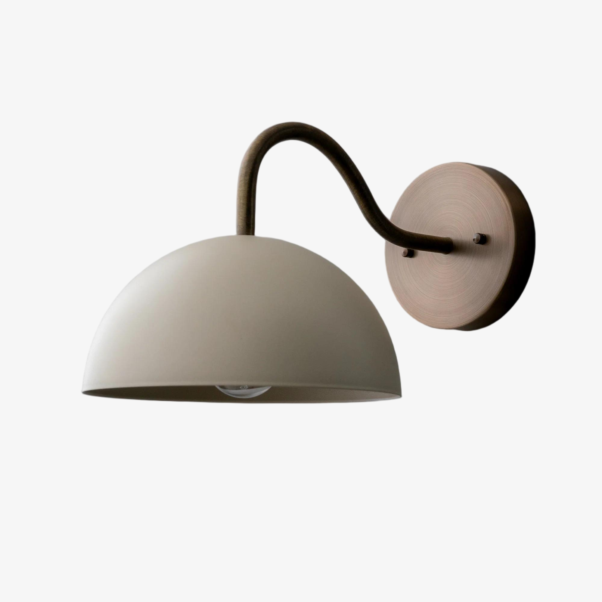 Curva Metal Industrial Wall Sconce - Curved Brass Arm - Hammered Dome Light Fixture T408