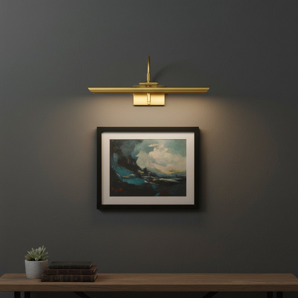 Aurix Picture Light - Slim Shade Artwork Illumination Metal Finish Wall Fixture for Gallery T608