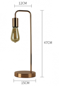 Måttdiagram för MIN-bordslampan visar 15 cm bas, 12 cm bredd och 47 cm höjd