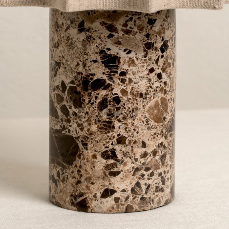 Cavilon Table Lamp with Fan-Shaped Linen Shade - Stone Finishes Suitable for Living Rooms T476