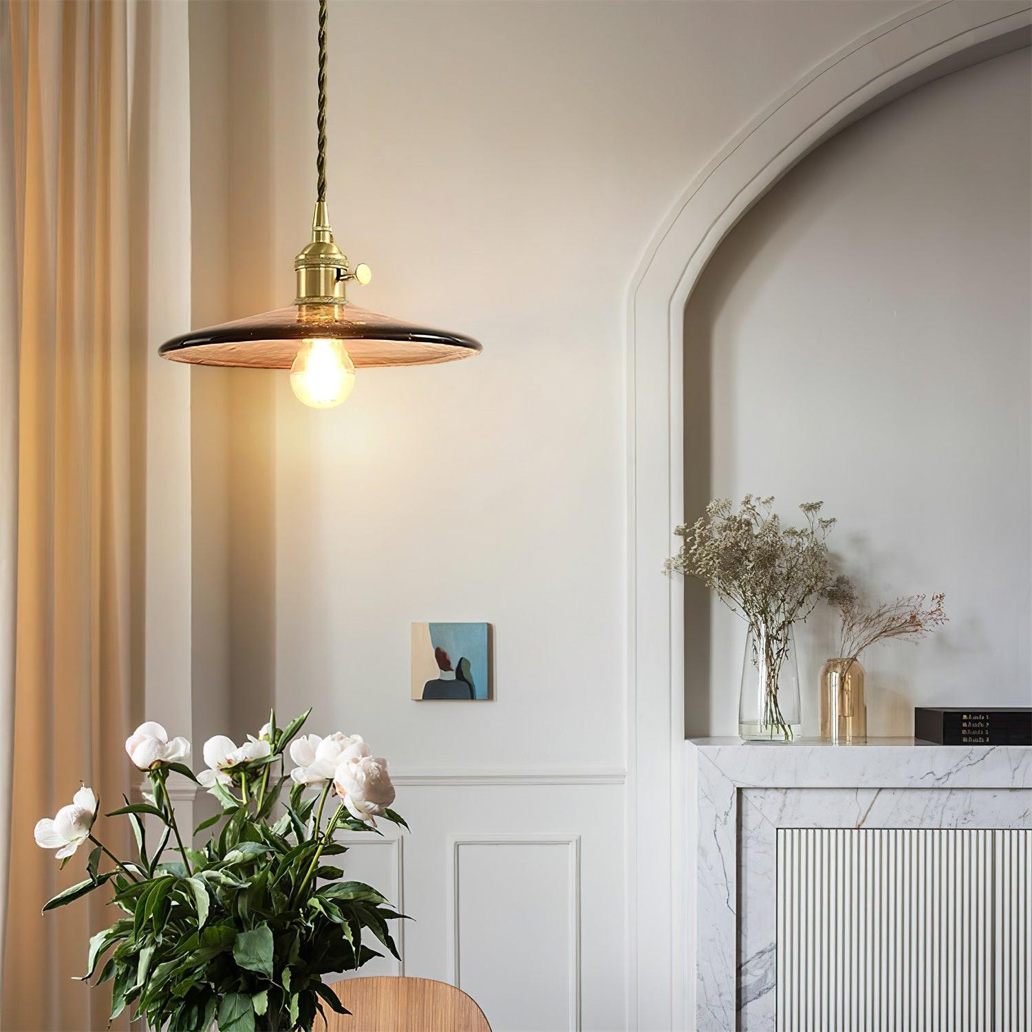 Brass Vintage Clear Glass Pendant Light M34