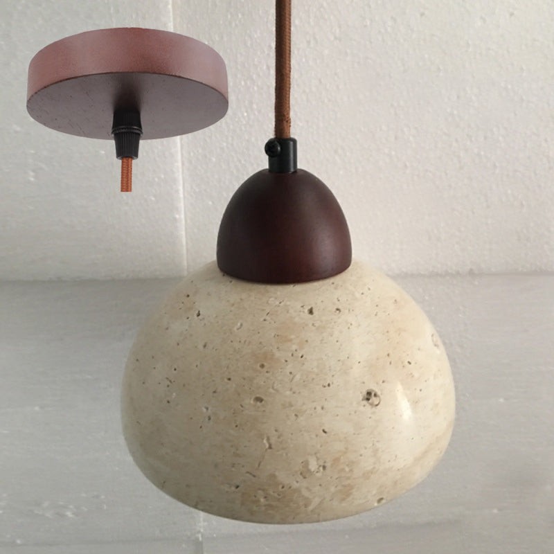Traditional Japanese Travertine Wood Pendant Lamp M107