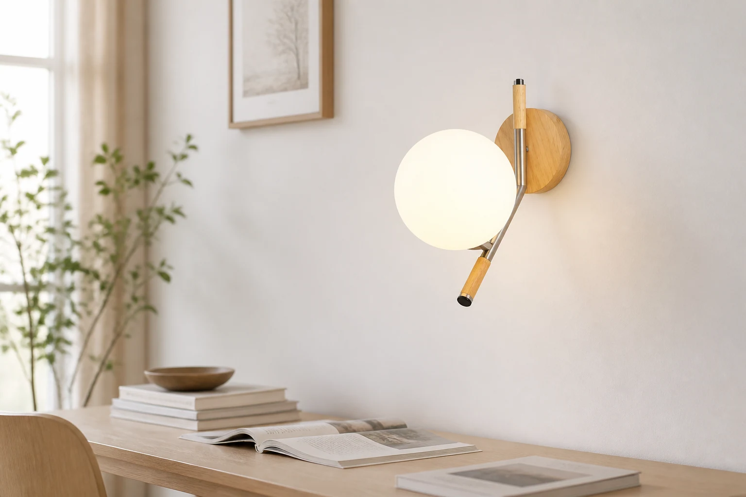 AQUEENA Globe Wall Lamp in a residential lifestyle scene