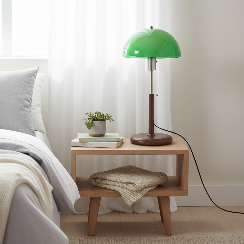Afterglow Table Lamp Rounded Shade Bedside Accent Table Lamp - Modern Retro Style for Bedroom T582